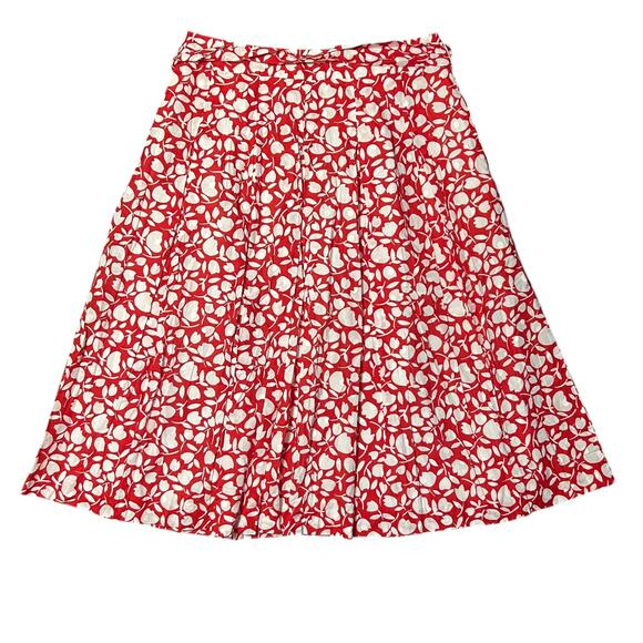 Talbots Red Floral Cotton  Midi Skirt Size 14 NWT - Picture 3 of 6